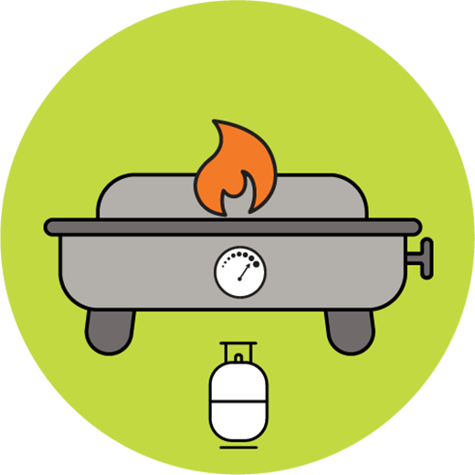 Gas or propane stoves and barbecues